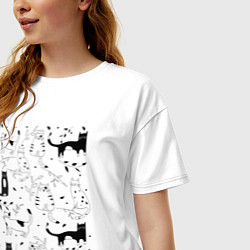 Футболка оверсайз женская Cats Pattern, цвет: белый — фото 2