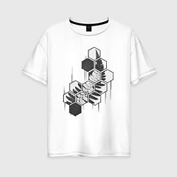 Женская футболка оверсайз Папоротник, шестиугольник, геометрия Номер Раз