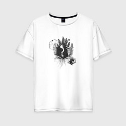 Женская футболка оверсайз Папоротниково-Черепная Геометрия