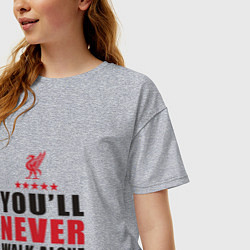 Футболка оверсайз женская Liverpool - Never Walk Alone, цвет: меланж — фото 2