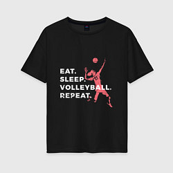 Футболка оверсайз женская Volleyball Days, цвет: черный