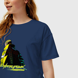 Футболка оверсайз женская Cyberpunk Edgerunners, цвет: тёмно-синий — фото 2