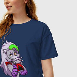 Футболка оверсайз женская Five Nights at Freddys Security Breach - Волчица Р, цвет: тёмно-синий — фото 2