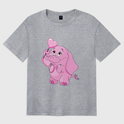 Футболка оверсайз женская Розовый слонёнок, цвет: меланж