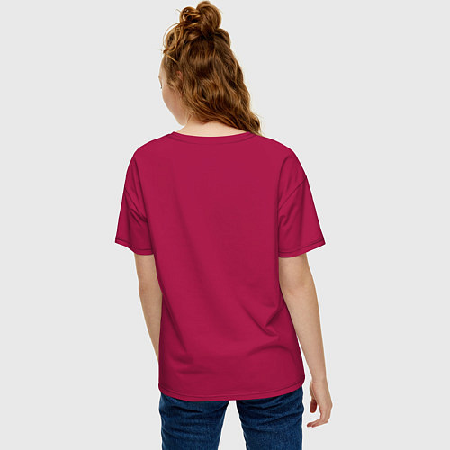 Женская футболка оверсайз Цветной скелет динозавра / Маджента – фото 4