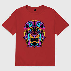 Футболка оверсайз женская Color lion Neon, цвет: красный