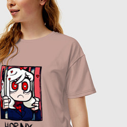 Футболка оверсайз женская HELLTAKER HORNY JAIL, цвет: пыльно-розовый — фото 2