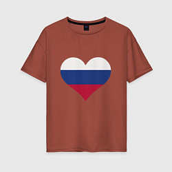 Женская футболка оверсайз Сердце - Россия