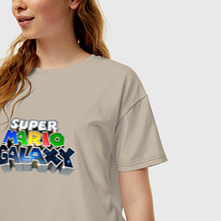 Футболка оверсайз женская Super Mario Galaxy logo, цвет: миндальный — фото 2