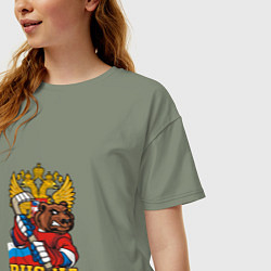 Футболка оверсайз женская Хоккей - Russia, цвет: авокадо — фото 2