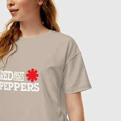 Футболка оверсайз женская RHCP Logo Red Hot Chili Peppers, цвет: миндальный — фото 2