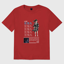 Футболка оверсайз женская Хяккимару - преследуемый демонами, цвет: красный