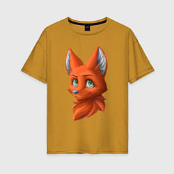 Футболка оверсайз женская Милая лисичка Cute fox, цвет: горчичный