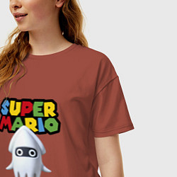 Футболка оверсайз женская Blooper Super Mario Nintendo Video game, цвет: кирпичный — фото 2