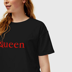 Футболка оверсайз женская Queen Серп и Молот Надпись, цвет: черный — фото 2