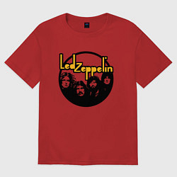 Футболка оверсайз женская Led Zeppelin Лед Зеппелин, цвет: красный