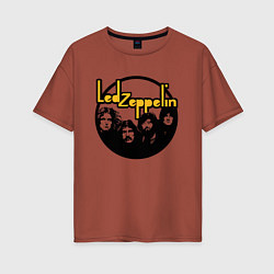 Футболка оверсайз женская Led Zeppelin Лед Зеппелин, цвет: кирпичный