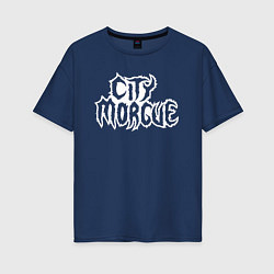 Футболка оверсайз женская ZillaKami x SosMula City Morgue Logo, цвет: тёмно-синий