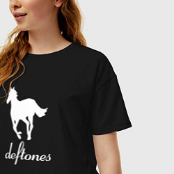 Футболка оверсайз женская Deftones лошадь, цвет: черный — фото 2