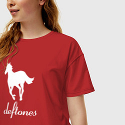 Футболка оверсайз женская Deftones лошадь, цвет: красный — фото 2