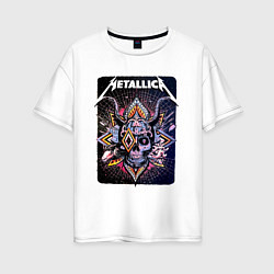 Футболка оверсайз женская Metallica Playbill Art skull, цвет: белый