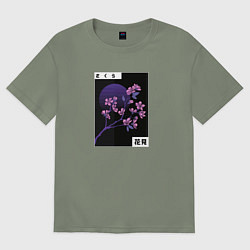 Футболка оверсайз женская Сакура Закат, цвет: авокадо