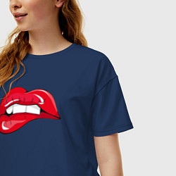 Футболка оверсайз женская Red kiss губы, цвет: тёмно-синий — фото 2