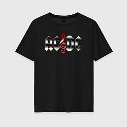 Женская футболка оверсайз AC DC metallic fire