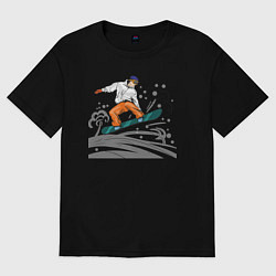 Футболка оверсайз женская Сноубордист snowboard, цвет: черный