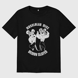 Футболка оверсайз женская МЫШИ УЗУЙ ТЕНГЕНА МЫЩЦЫ МЫЩЦЫ, цвет: черный