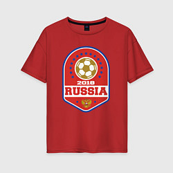 Футболка оверсайз женская 2018 Russia, цвет: красный