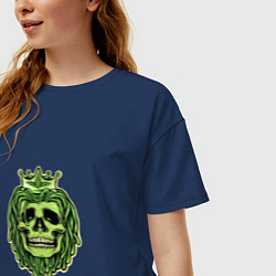 Футболка оверсайз женская Green Skull, цвет: тёмно-синий — фото 2