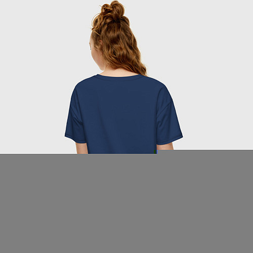 Женская футболка оверсайз Прикольный тигрёнок Cutie / Тёмно-синий – фото 4
