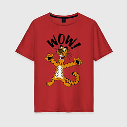 Женская футболка оверсайз Офигевший тигр Wow!