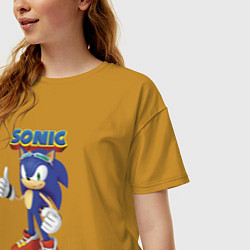 Футболка оверсайз женская Sonic Hedgehog Video game!, цвет: горчичный — фото 2