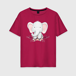 Женская футболка оверсайз Милый Слонёнок С Цветами