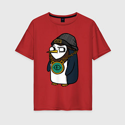Женская футболка оверсайз Пингвин бастард