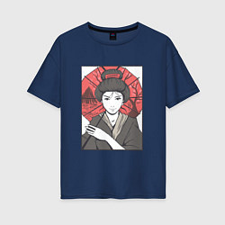 Женская футболка оверсайз Японская Гейша Japanese Geisha