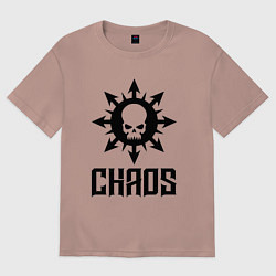 Футболка оверсайз женская Эмблема Хаоса с черепом, цвет: пыльно-розовый