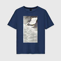 Женская футболка оверсайз Geese on the Shore - Японские мотивы