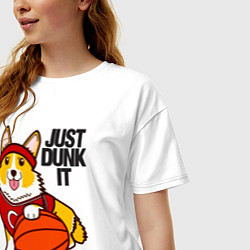 Футболка оверсайз женская JUST DUNK IT корги, цвет: белый — фото 2