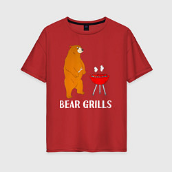 Футболка оверсайз женская Bear Grills Беар Гриллс, цвет: красный