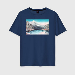Женская футболка оверсайз Mt Fuji from Tagonoura, Snow Scene Гора Фудзи