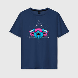 Женская футболка оверсайз Космические кибер коты