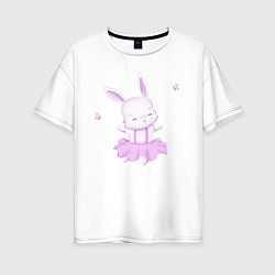 Женская футболка оверсайз Милый Крольчонок Танцует С Бабочками