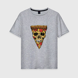 Футболка оверсайз женская Pizza - Skull, цвет: меланж