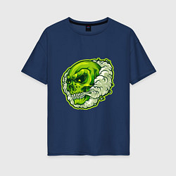 Женская футболка оверсайз Зелёный черепок