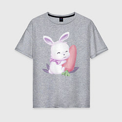 Женская футболка оверсайз Милый Крольчонок С Большой Морковкой