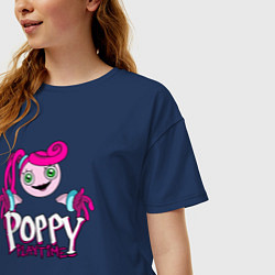 Футболка оверсайз женская Poppy Playtime Мама Длинные Ноги, цвет: тёмно-синий — фото 2