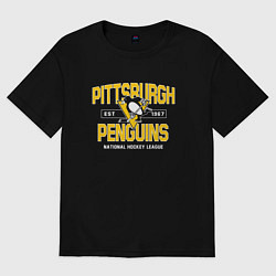 Футболка оверсайз женская Pittsburgh Penguins Питтсбург Пингвинз, цвет: черный